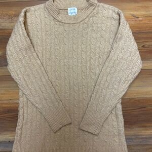 Hippie Rose Crew Neck Cable Knit Sweater Wheat Size XS Minimalist Basics Neutral